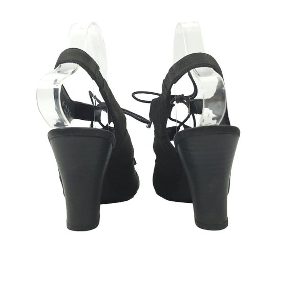 Franco Sarto A-Talia Slingback Sandal Lace Up Heels Womens 8 Black Leather - Picture 5 of 12